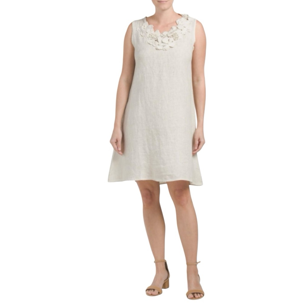 Rosemarie Linen Dress Womens M Italy Floral Boho Beach Fairy Mori Cottage FLAWS
